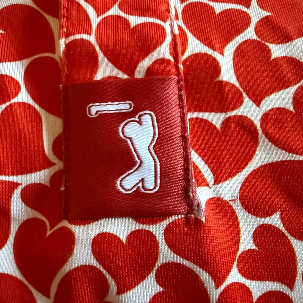 Red Heart-Print Bogey Bros Golf Poli - Picture 2 of 3